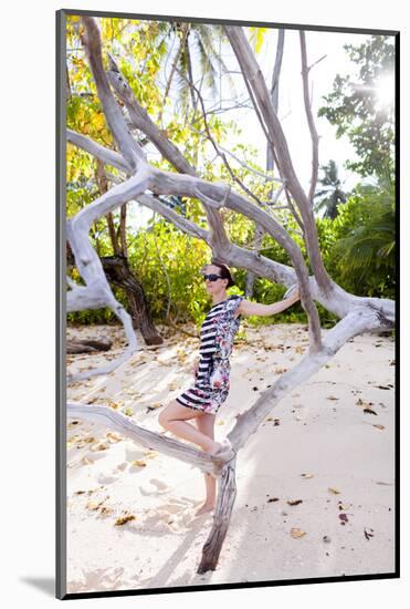 European Woman, Seychelles, Praslin, Beach Photo Shooting, Sunrise, Fashion-Harry Marx-Mounted Photographic Print