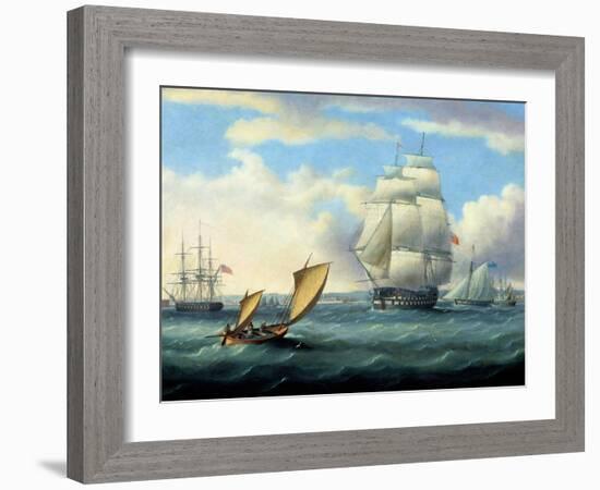 Euryalus (Capt. Blackwood), Thunderer and Ajax Leaving Plymouth to the Battle of Trafalgar (1805)-Thomas Buttersworth-Framed Giclee Print