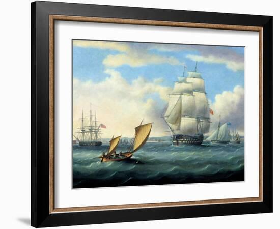 Euryalus (Capt. Blackwood), Thunderer and Ajax Leaving Plymouth to the Battle of Trafalgar (1805)-Thomas Buttersworth-Framed Giclee Print