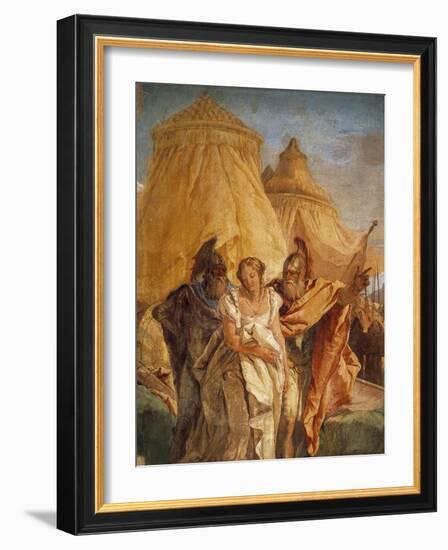 Eurybates and Talthybius Lead Briseis to Agamemnone-Giambattista Tiepolo-Framed Giclee Print