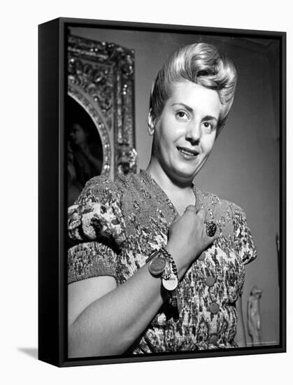 Eva Peron, Wife of Argentinean Pres. Candidate. Posing in Her Apartment-Thomas D^ Mcavoy-Framed Premier Image Canvas