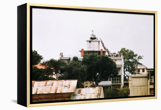 Evacuees Boarding a Helicopter-null-Framed Premier Image Canvas