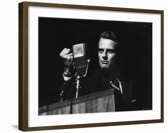 Evangelist, Billy Graham, Held Revival in Large Coliseum on Canadian National Exhibition Grounds-Ed Clark-Framed Premium Photographic Print