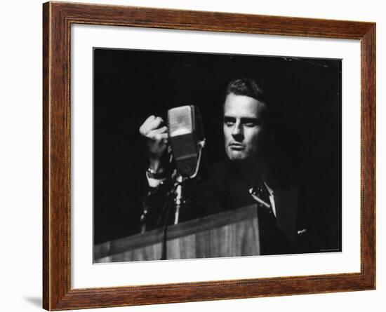 Evangelist, Billy Graham, Held Revival in Large Coliseum on Canadian National Exhibition Grounds-Ed Clark-Framed Premium Photographic Print