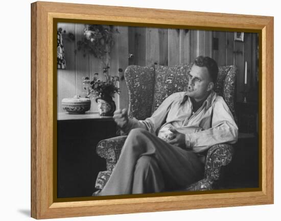 Evangelist, Billy Graham, Sitting in Easy Chair, Talking, in His Home-Ed Clark-Framed Premier Image Canvas