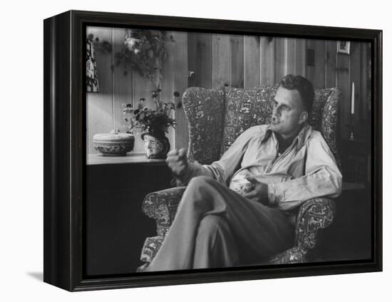 Evangelist, Billy Graham, Sitting in Easy Chair, Talking, in His Home-Ed Clark-Framed Premier Image Canvas