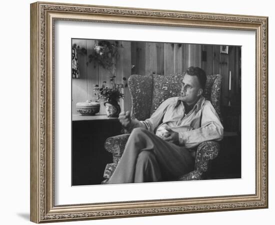 Evangelist, Billy Graham, Sitting in Easy Chair, Talking, in His Home-Ed Clark-Framed Photographic Print