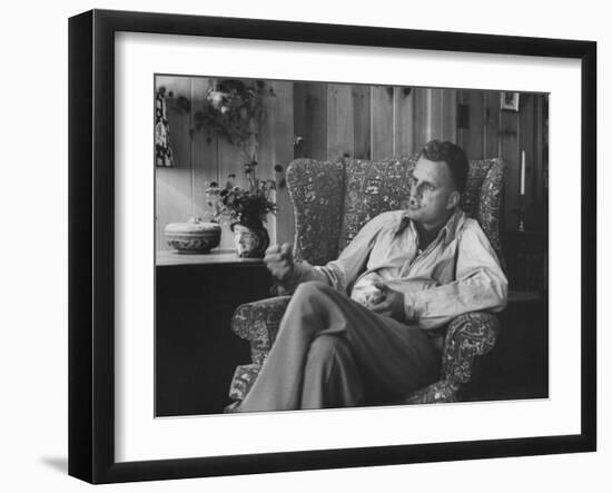 Evangelist, Billy Graham, Sitting in Easy Chair, Talking, in His Home-Ed Clark-Framed Photographic Print