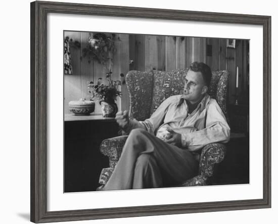 Evangelist, Billy Graham, Sitting in Easy Chair, Talking, in His Home-Ed Clark-Framed Photographic Print