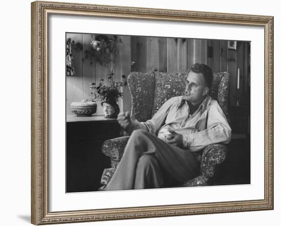 Evangelist, Billy Graham, Sitting in Easy Chair, Talking, in His Home-Ed Clark-Framed Photographic Print