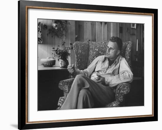 Evangelist, Billy Graham, Sitting in Easy Chair, Talking, in His Home-Ed Clark-Framed Photographic Print