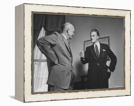 Evangelist Billy Graham Visiting with Pres. Dwight Eisenhower at the Wh-Paul Schutzer-Framed Premier Image Canvas