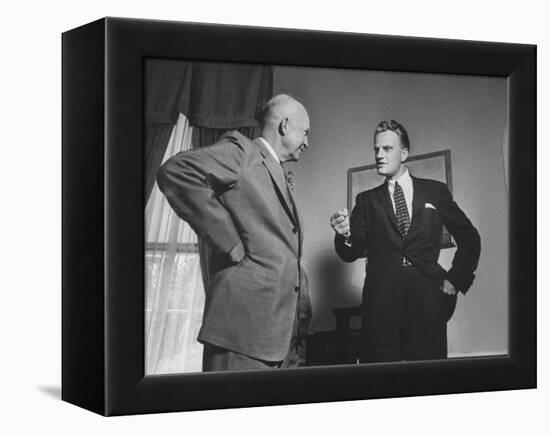 Evangelist Billy Graham Visiting with Pres. Dwight Eisenhower at the Wh-Paul Schutzer-Framed Premier Image Canvas