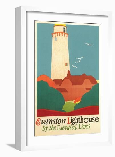 Evanston Lighthouse Poster-null-Framed Premium Giclee Print