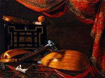 Still Life with Musical Instruments, Books and Sculpture, C. 1650-Evaristo Baschenis-Giclee Print