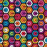 Colorful Geometric Pattern With Hexagons-evdakovka-Framed Art Print