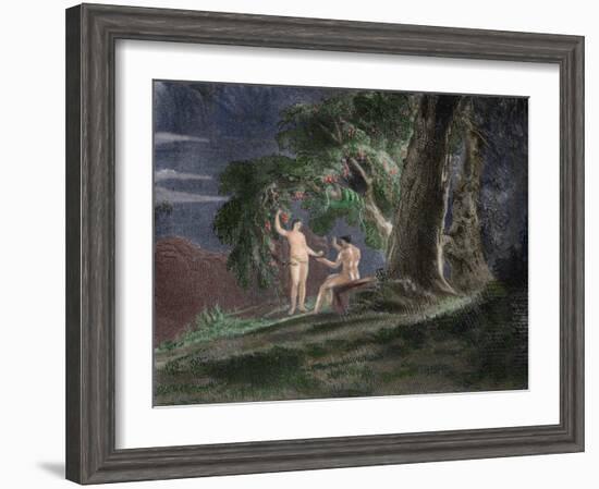 Eve Gives Adam the Forbidden Fruit-John Martin-Framed Giclee Print