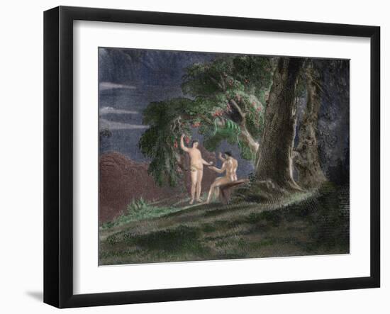 Eve Gives Adam the Forbidden Fruit-John Martin-Framed Giclee Print