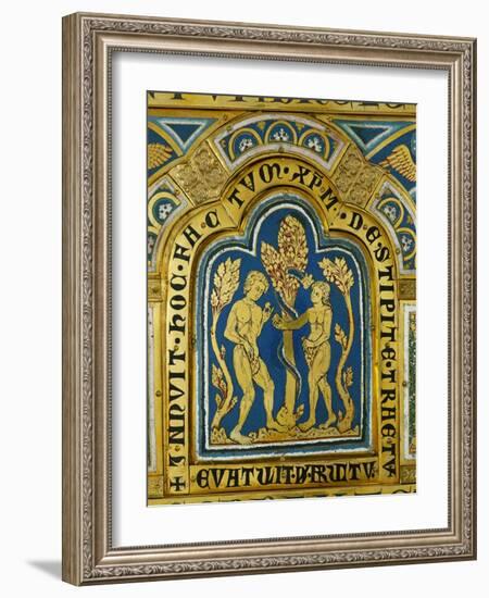 Eve Hands Adam the Apple; the Snake Has a Crowned Woman's Head-Nicholas of Verdun-Framed Giclee Print