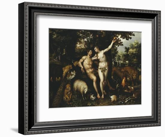 Eve Tempting Adam, the Creation of Eve and the Expulsion from Paradise Beyond-Hendrik De Clerck-Framed Giclee Print