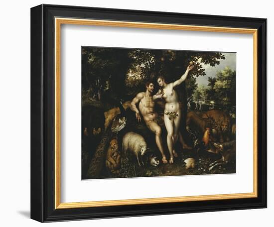 Eve Tempting Adam, the Creation of Eve and the Expulsion from Paradise Beyond-Hendrik De Clerck-Framed Giclee Print