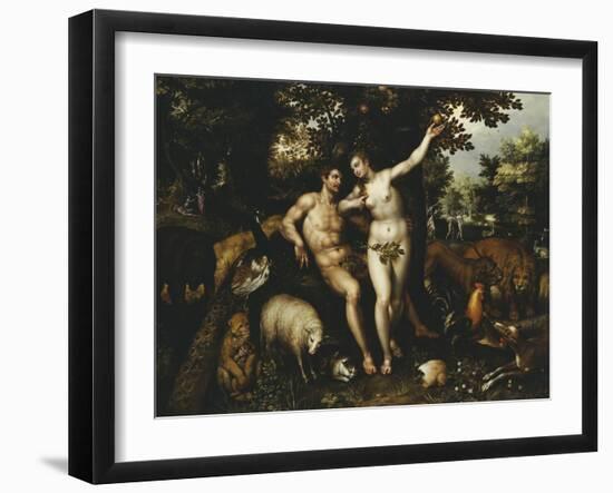 Eve Tempting Adam, the Creation of Eve and the Expulsion from Paradise Beyond-Hendrik De Clerck-Framed Giclee Print