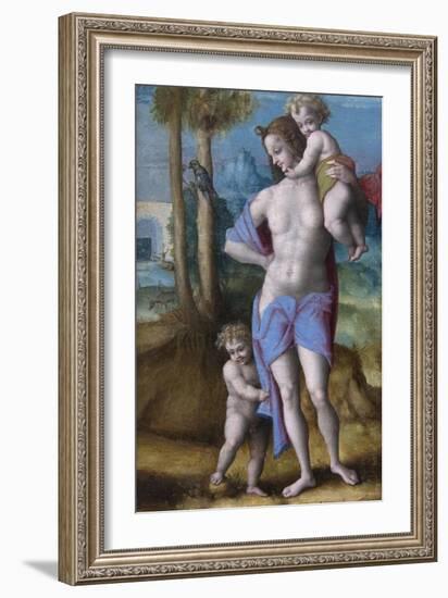 Eve with Cain and Abel-Francesco Ubertini Bacchiacca-Framed Art Print