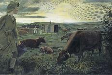 A Land Girl and the Bail Bull-Evelyn Dunbar-Framed Giclee Print