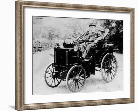 Evelyn Ellis Driving an 1895 Panhard, (1895)-null-Framed Photographic Print