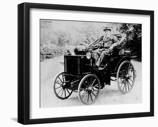 Evelyn Ellis Driving an 1895 Panhard, (1895)-null-Framed Photographic Print