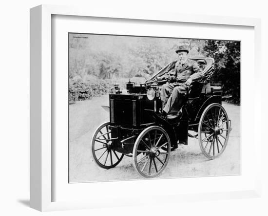 Evelyn Ellis Driving an 1895 Panhard, (1895)-null-Framed Photographic Print