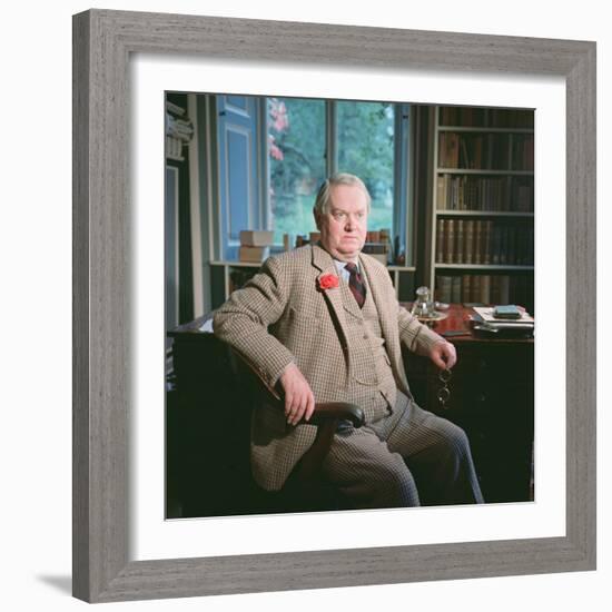 Evelyn Waugh, in His Study at Combe Florey, 1963-null-Framed Photographic Print