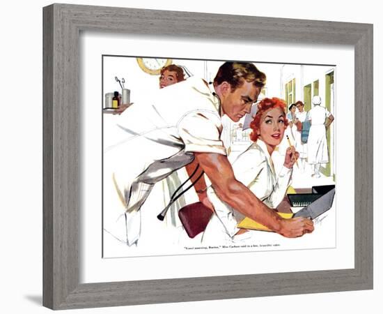 Even Doctors Are Human  - Saturday Evening Post "Leading Ladies", April 3, 1954 pg.26-Robert Meyers-Framed Giclee Print