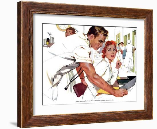 Even Doctors Are Human  - Saturday Evening Post "Leading Ladies", April 3, 1954 pg.26-Robert Meyers-Framed Giclee Print