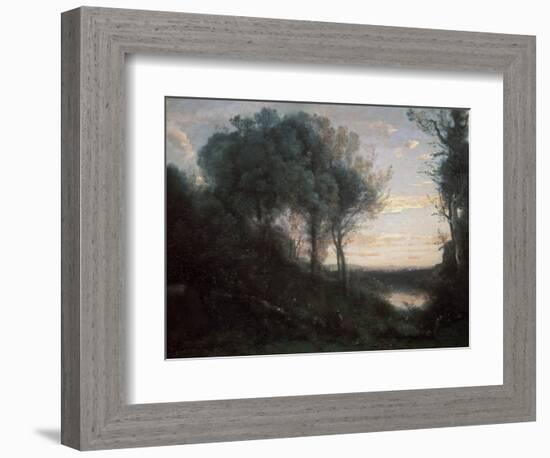 Evening, 1850-1860S-Jean-Baptiste-Camille Corot-Framed Giclee Print