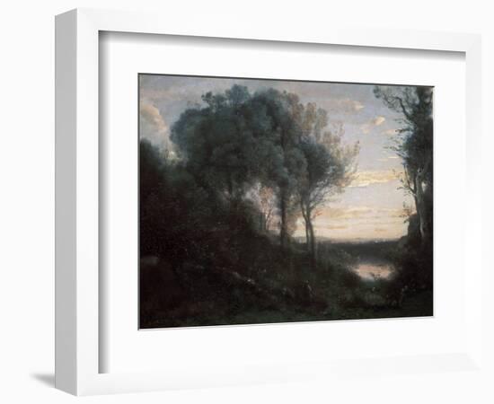 Evening, 1850-1860S-Jean-Baptiste-Camille Corot-Framed Giclee Print