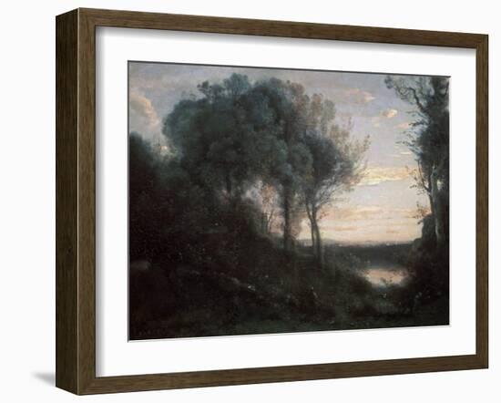 Evening, 1850-1860S-Jean-Baptiste-Camille Corot-Framed Giclee Print