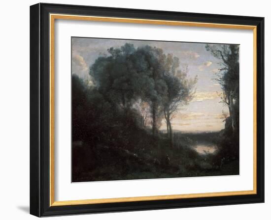 Evening, 1850-1860S-Jean-Baptiste-Camille Corot-Framed Giclee Print