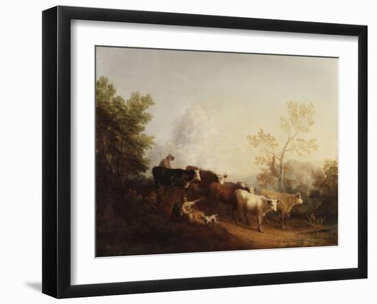 Evening; A Landscape with Cattle returning Home-Thomas Gainsborough-Framed Giclee Print