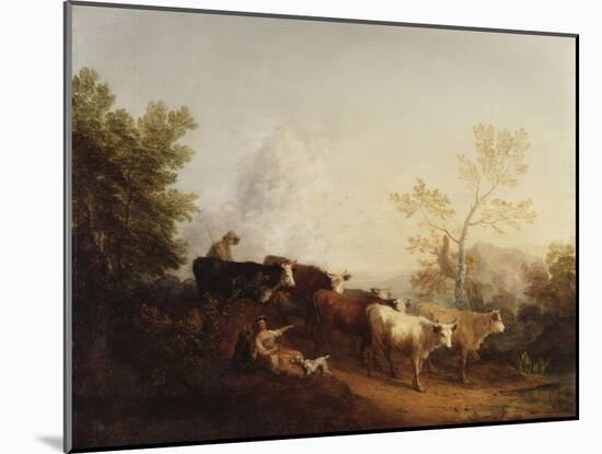 Evening; A Landscape with Cattle returning Home-Thomas Gainsborough-Mounted Giclee Print