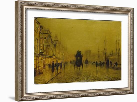 Evening at the Docks of Glasgow-John Atkinson Grimshaw-Framed Giclee Print