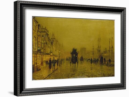 Evening at the Docks of Glasgow-John Atkinson Grimshaw-Framed Giclee Print