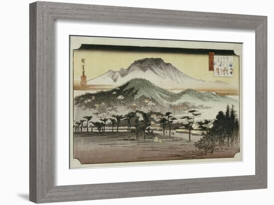 Evening Bell at Mii Temple, from the Series 'Eight Views of Lake Biewa'-Ando Hiroshige-Framed Giclee Print