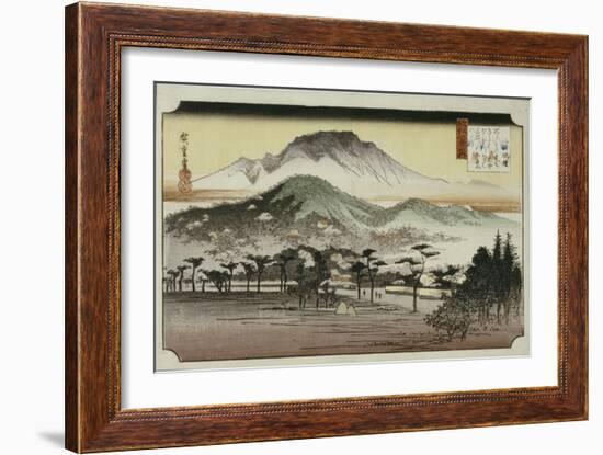 Evening Bell at Mii Temple, from the Series 'Eight Views of Lake Biewa'-Ando Hiroshige-Framed Giclee Print