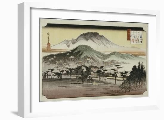 Evening Bell at Mii Temple, from the Series 'Eight Views of Lake Biewa'-Ando Hiroshige-Framed Giclee Print