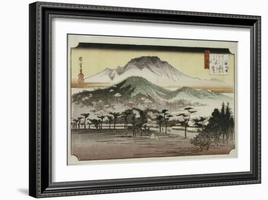 Evening Bell at Mii Temple, from the Series 'Eight Views of Lake Biewa'-Ando Hiroshige-Framed Giclee Print