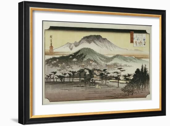 Evening Bell at Mii Temple, from the Series 'Eight Views of Lake Biewa'-Ando Hiroshige-Framed Giclee Print