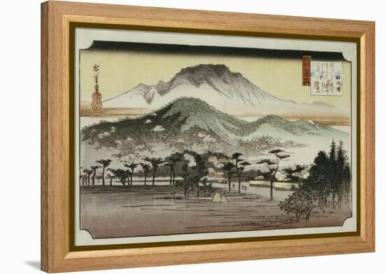 Evening Bell at Mii Temple, from the Series 'Eight Views of Lake Biewa'-Ando Hiroshige-Framed Premier Image Canvas