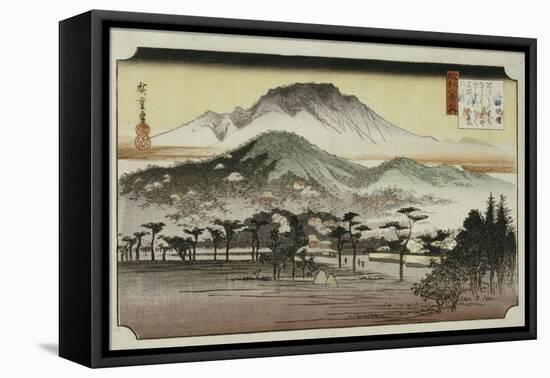 Evening Bell at Mii Temple, from the Series 'Eight Views of Lake Biewa'-Ando Hiroshige-Framed Premier Image Canvas