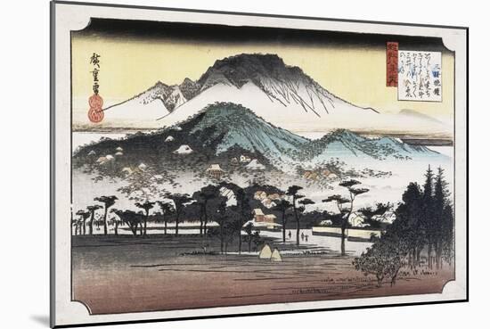 Evening Bell at Mii Temple-Ando Hiroshige-Mounted Art Print